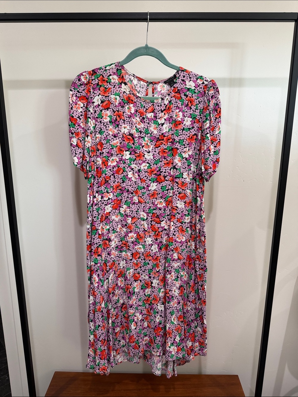 Ann Taylor Floral Midi Dress in Purple and Red